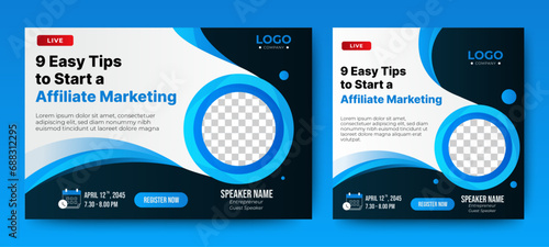 Digital marketing seminar social media web banner template. vector
