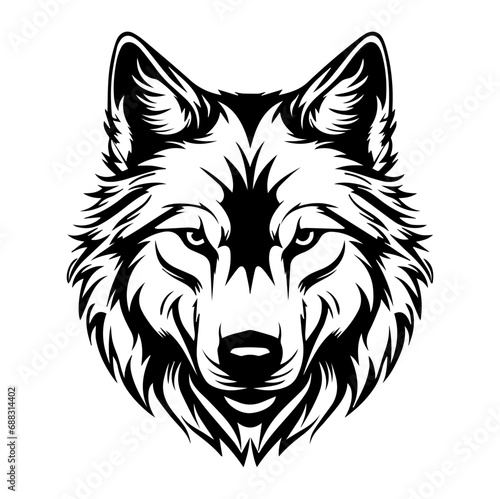 wolf head tattoo, wolf logo illustration in modern style, Generative AI.