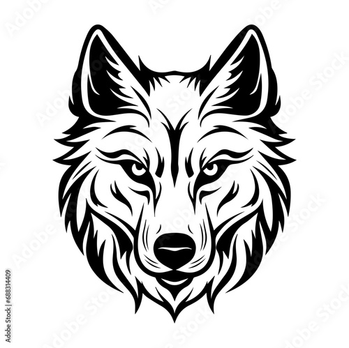 wolf head tattoo, wolf logo illustration in modern style, Generative AI.