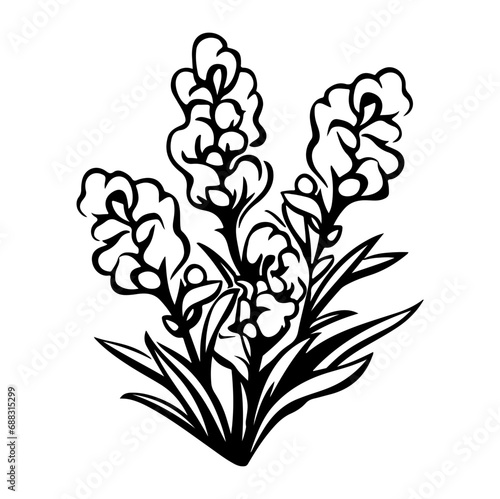 snapdragon flower botanical illustration, Meadow plant vector illustration, Generative AI.