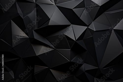 background rendering 3D surface polygonal Black technology geometric threedimensional digital abstract graphic polygon pattern empty blank copy space construction triangle concept