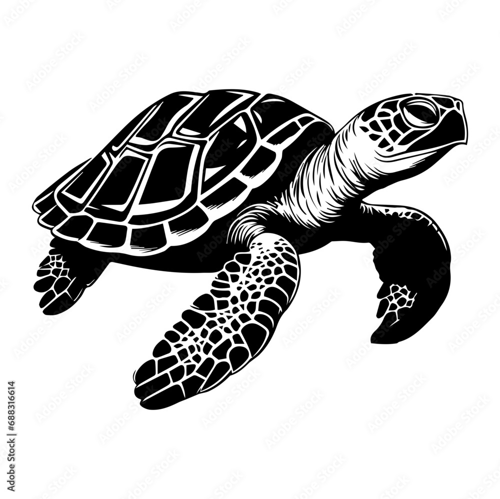 Fototapeta premium Turtle marine animal icon. Sea turtle silhouette. vector illustration