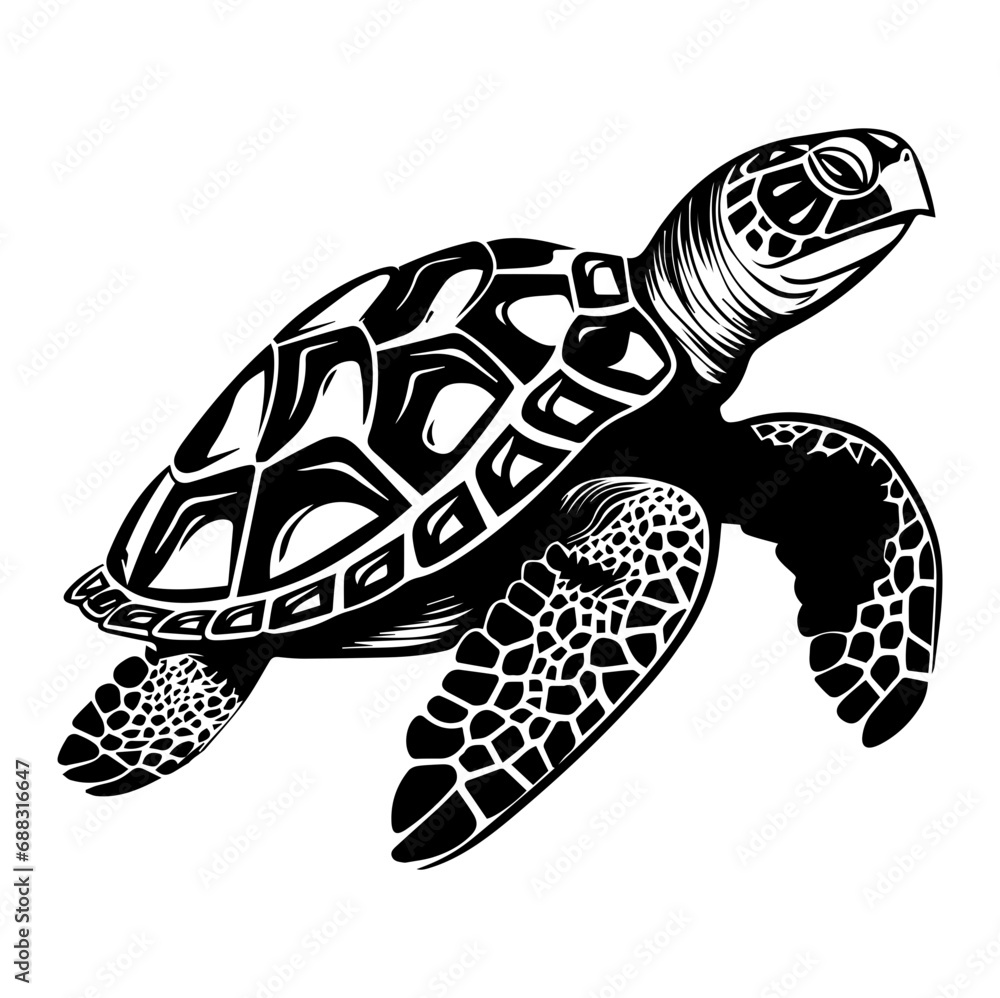 Fototapeta premium Turtle marine animal icon. Sea turtle silhouette. vector illustration