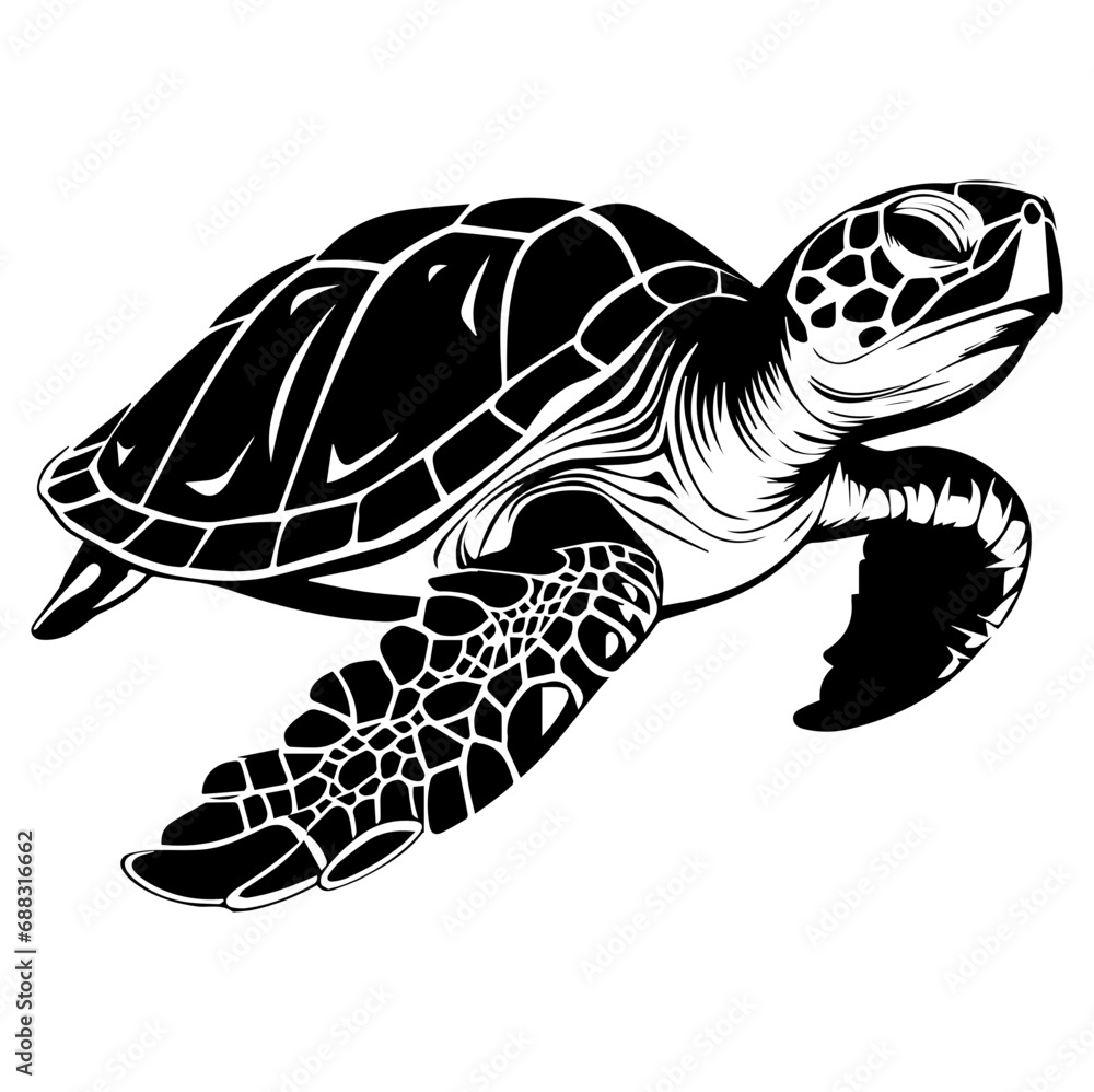 Fototapeta premium Turtle marine animal icon. Sea turtle silhouette. vector illustration