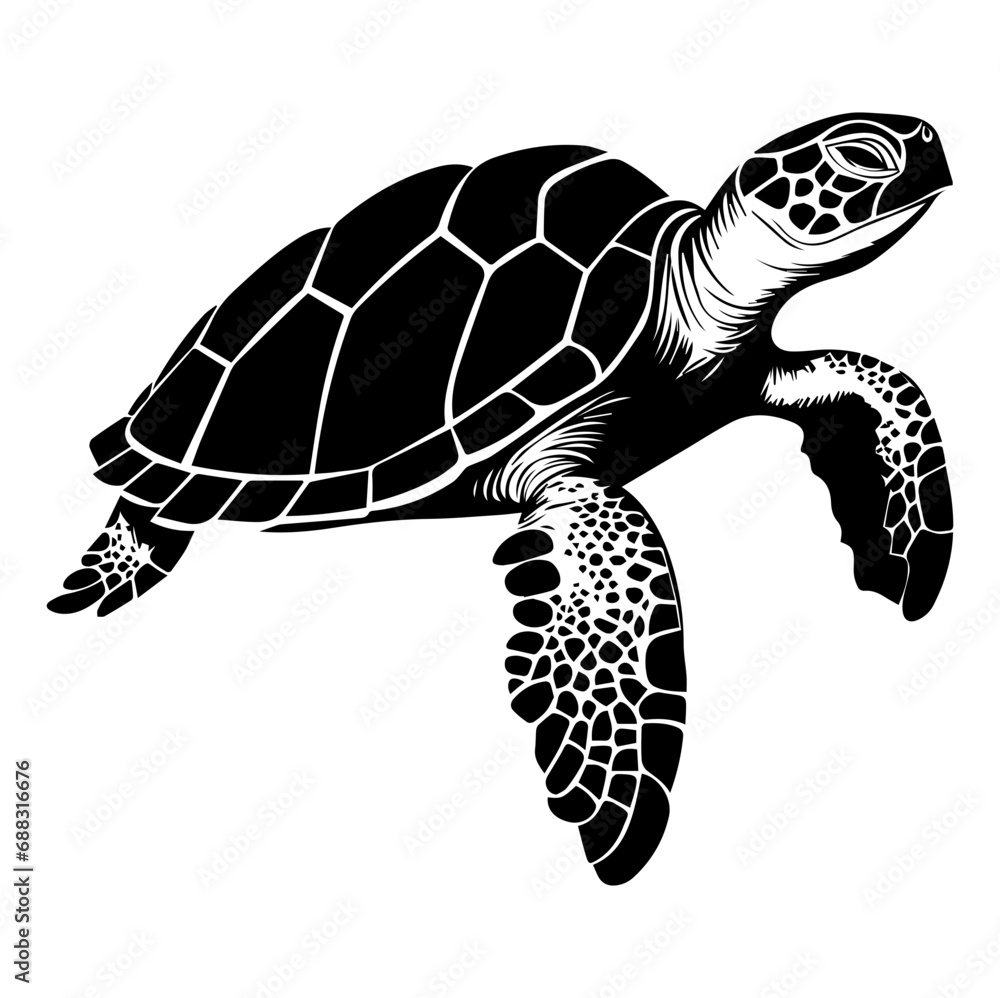 Fototapeta premium Turtle marine animal icon. Sea turtle silhouette. vector illustration