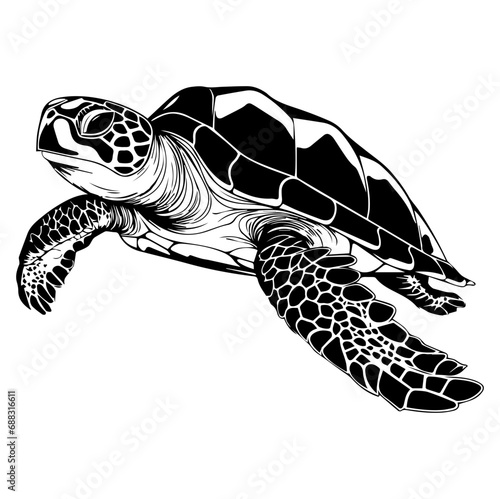 Turtle marine animal icon. Sea turtle silhouette. vector illustration