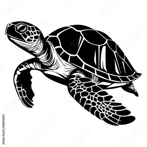 Turtle marine animal icon. Sea turtle silhouette. vector illustration