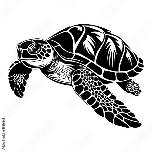 Turtle marine animal icon. Sea turtle silhouette. vector illustration