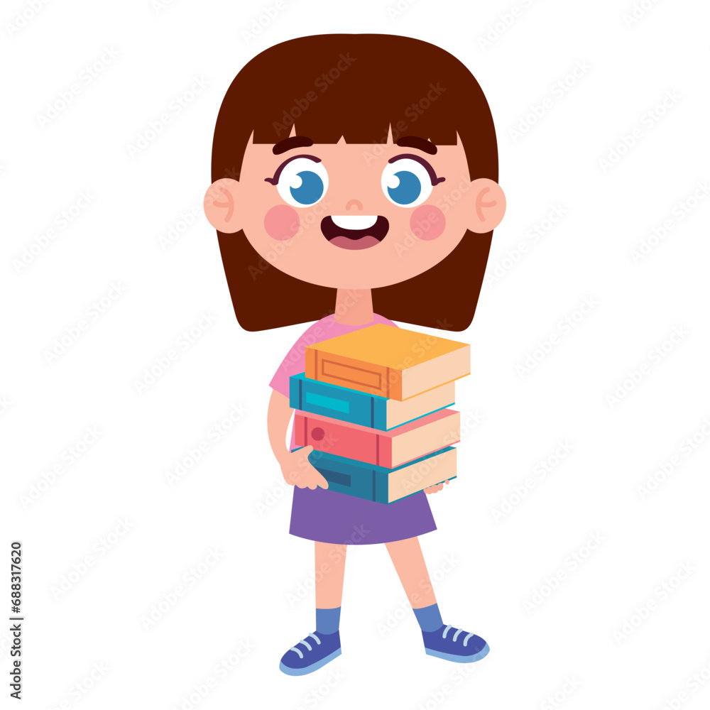 girl with book happy