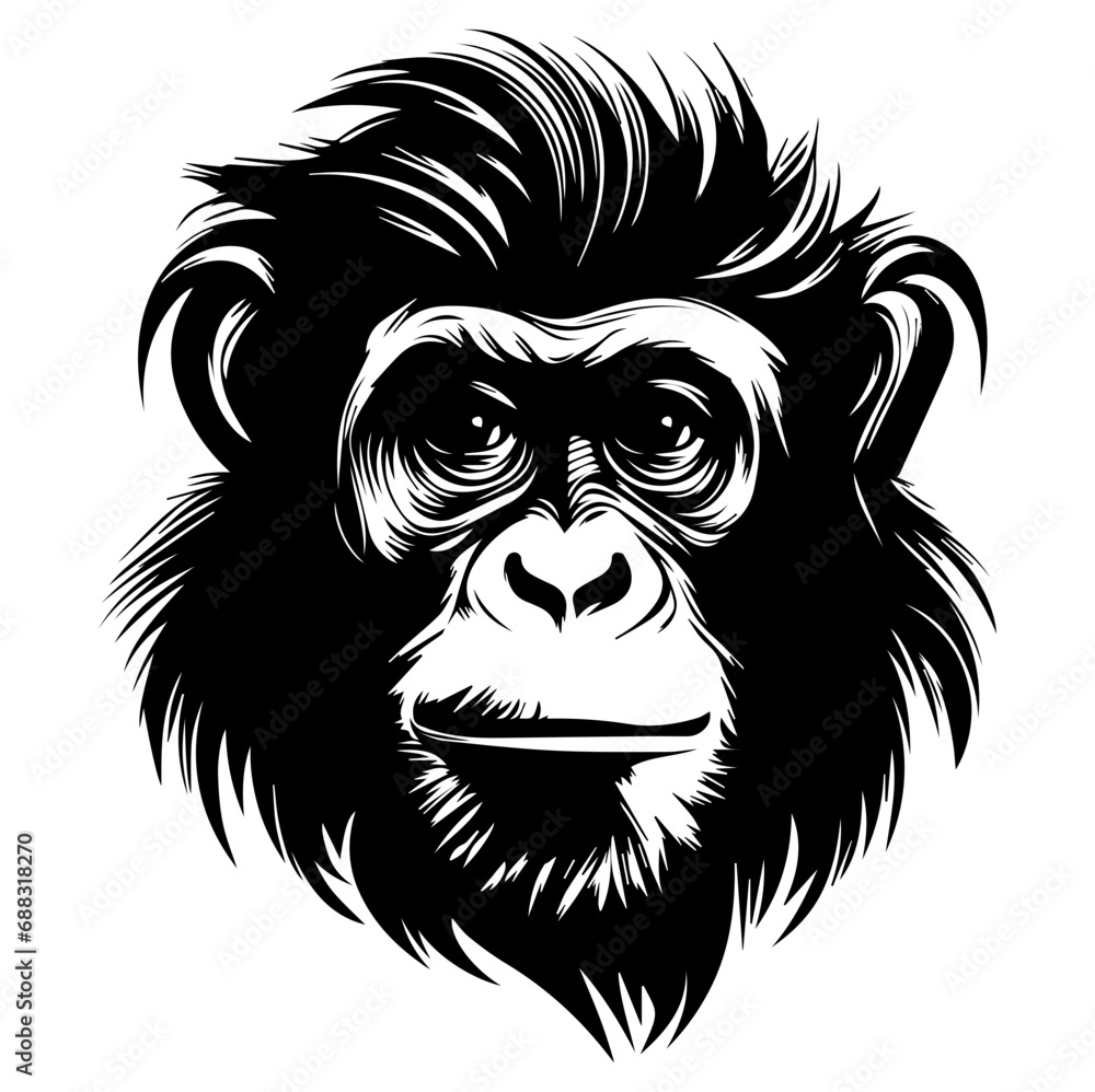 Fototapeta premium monkey Mascot Head Illustration, monkey logos or icons, Generative AI.
