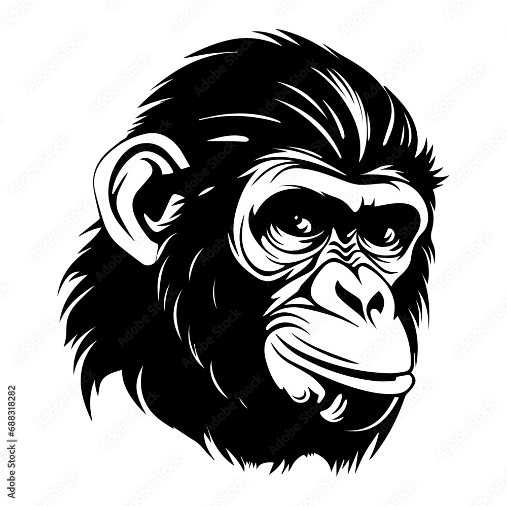 monkey Mascot Head Illustration, monkey logos or icons, Generative AI.