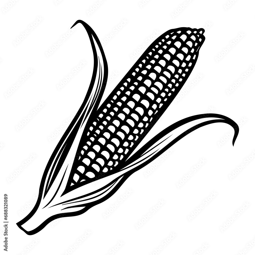 sweet corn doodle illustration. Hand drawn corn illustration, Generative AI. sweet corn doodle illustration. Hand drawn corn illustration, Generative AI.