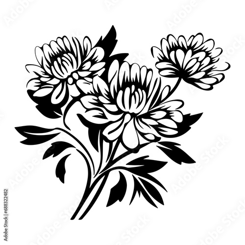 Aster florals hand drawn sketch, Generative AI.	