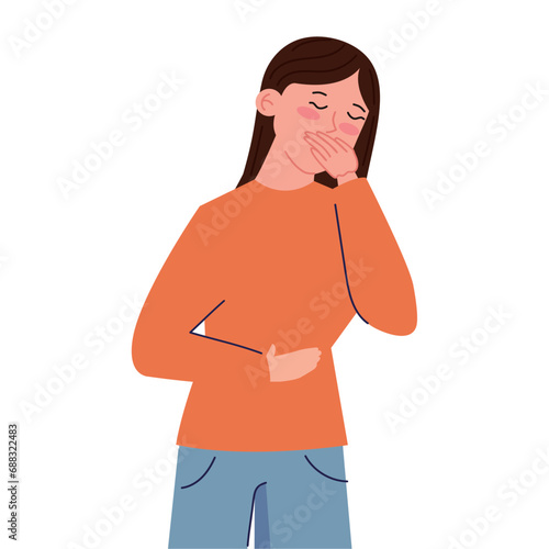 nauseous girl illustration