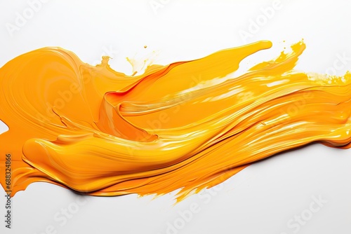 stroke brush watercolor Colorful abstract Orange background white isolated yellow paint creative design drawing