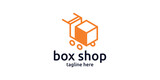 logo design combination of trolley and box shapes, goods delivery, box shop.