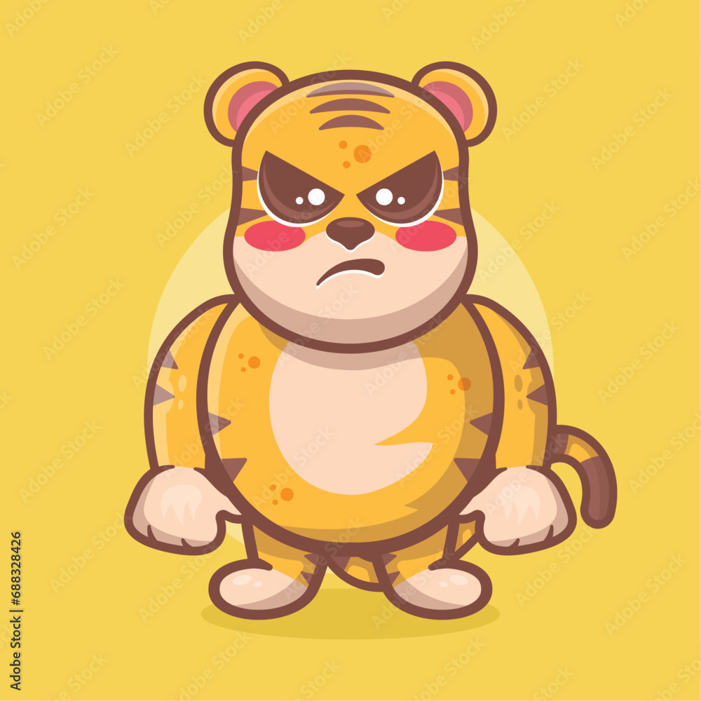 Fototapeta premium serious tiger animal character mascot with an angry expression isolated cartoon