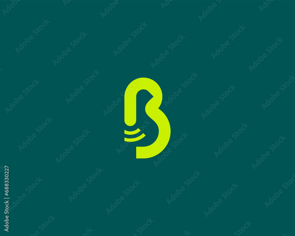 Abstract letter B logo concept. Creative bird negative space logotype. Universal monogram initial sign. Vector illustration. Abstract letter B logo concept. Creative bird negative space logotype. Universal monogram initial sign. Vector illustration.