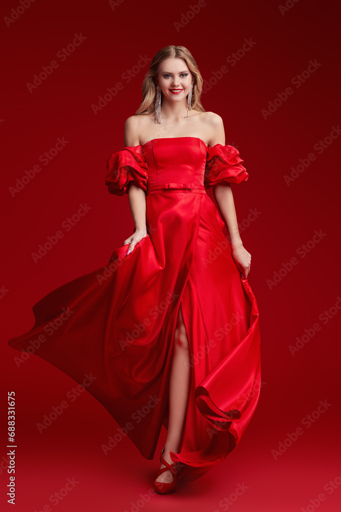 femme fatale in red dress