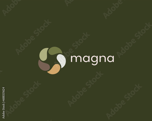 Abstract flower with star inside logo. Vortex sign. Science circulation swirl sign. Vector illustration.