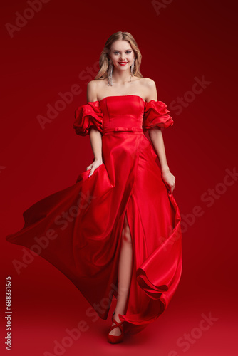 femme fatale in red dress