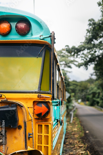 Abandoned yellow school bus