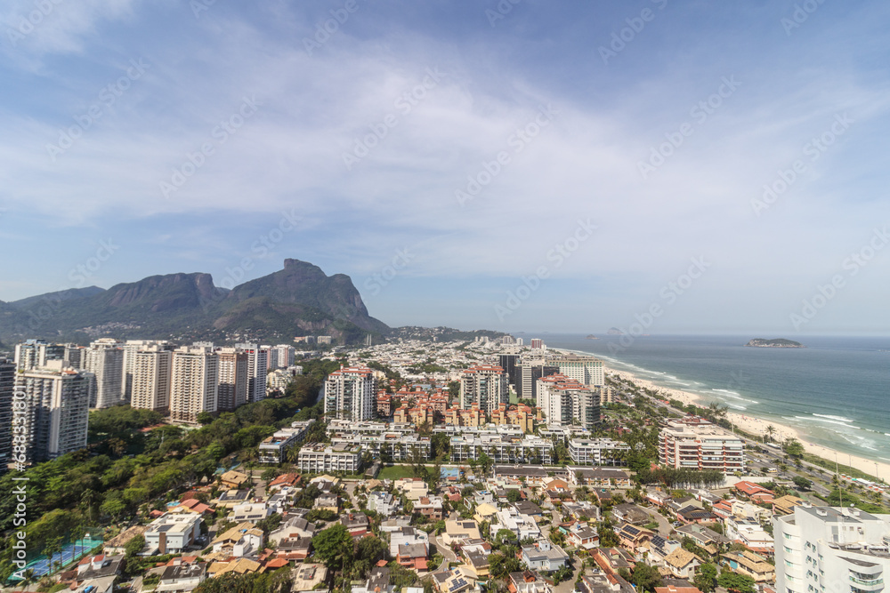 View of Barra da Tijuca beach in Rio de Janeiro.