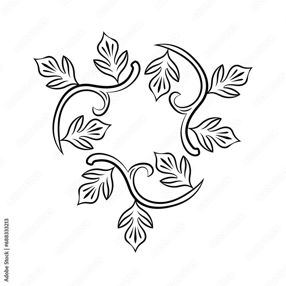 Obraz premium Baroque swirls floral ornamental circular frame element for related graphic design purpose.