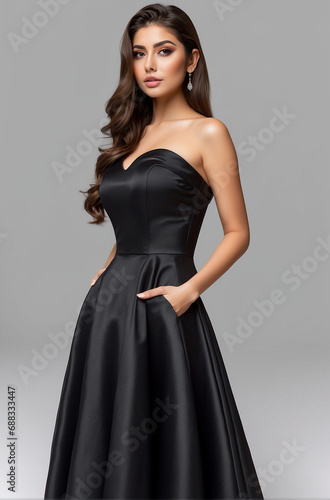 portrait of a beautiful woman in black dress