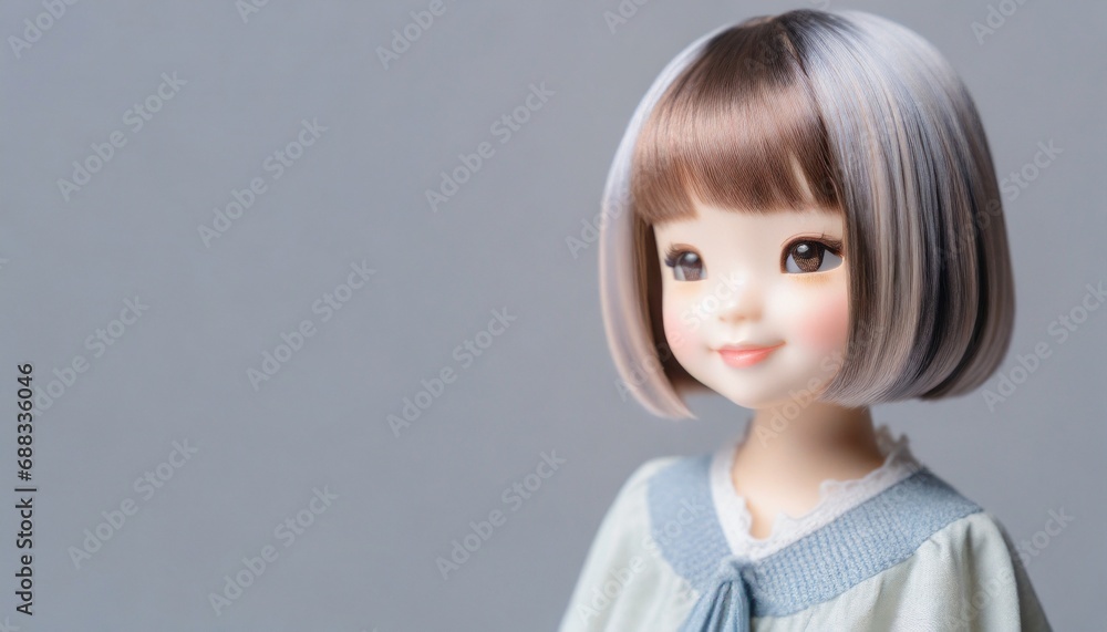 Fototapeta premium ショートボブヘアのかわいいお人形 女の子