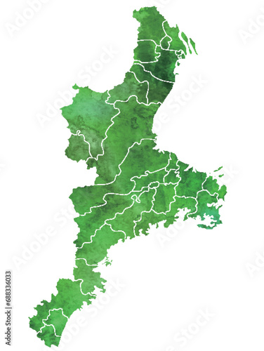 三重　地図　水彩　緑　アイコン