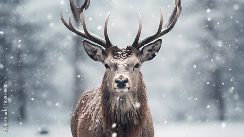 deer in the midst of snowy surroundings