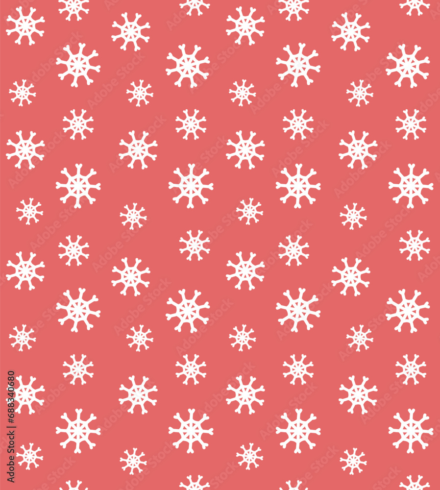 Vector seamless pattern of snowflakes isolated on red background Vector seamless pattern of snowflakes isolated on red background