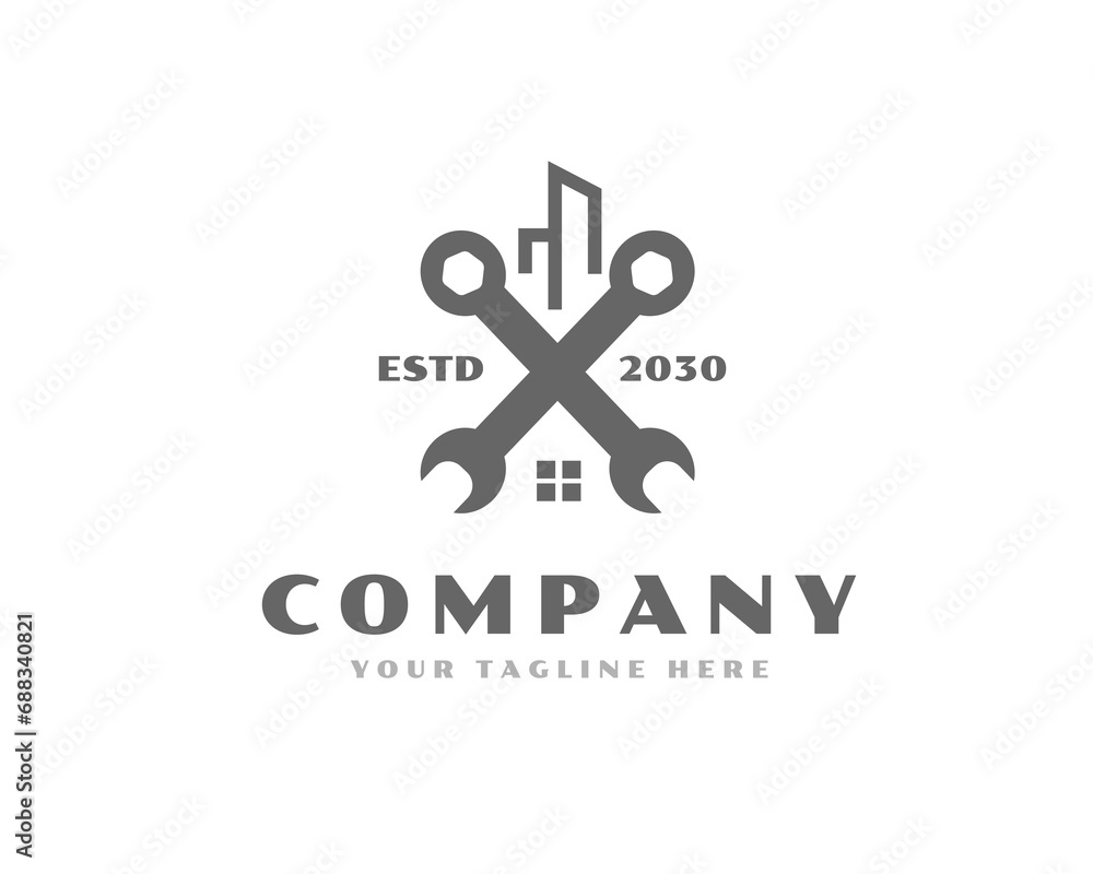 Obraz premium home real estate reparation logo icon symbol design template illustration inspiration