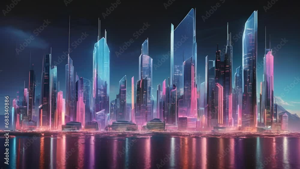 custom made wallpaper toronto digitalIlluminated skysers and buildings, their glass facades glimmering with neon accents. .