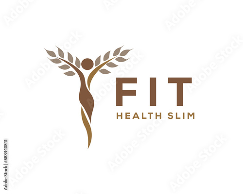 human fit wheat nutrition logo icon symbol design template illustration inspiration
