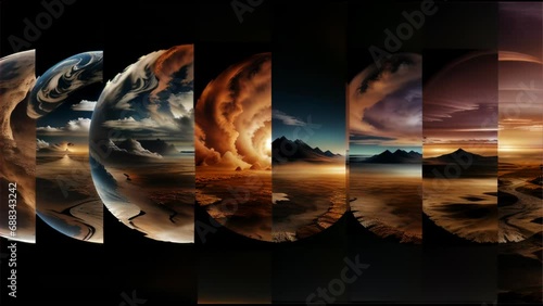 a series of views of Earth seen at different times of the day photo