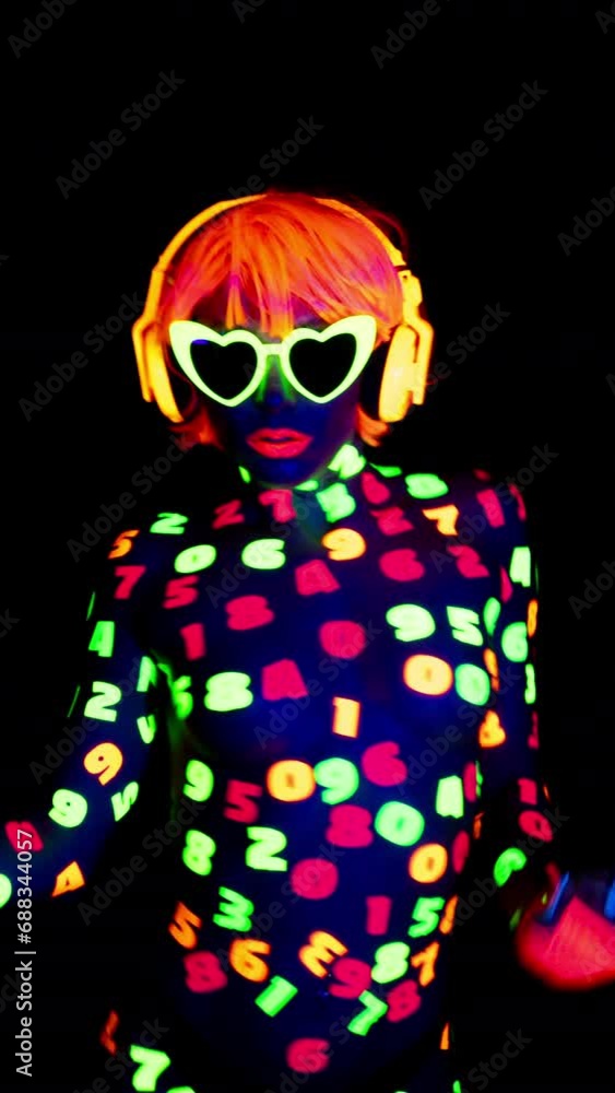 glow woman with numbers vertical glow woman with numbers vertical