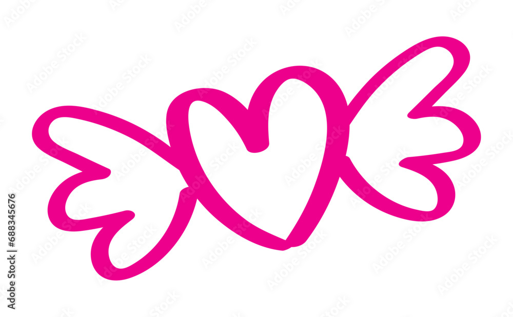 Fototapeta premium scribbled heart with wings