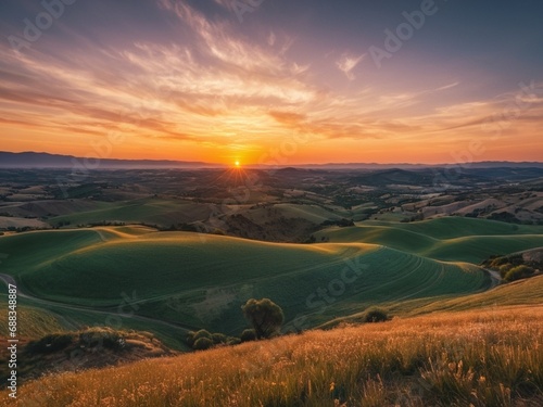 A Serenade of Colors Captivating Sunset in the Majestic Sky. AI Generated.