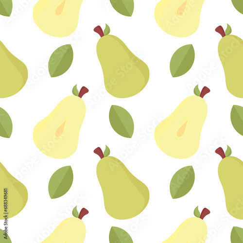 seamless pattern of pear illustrations on a white background