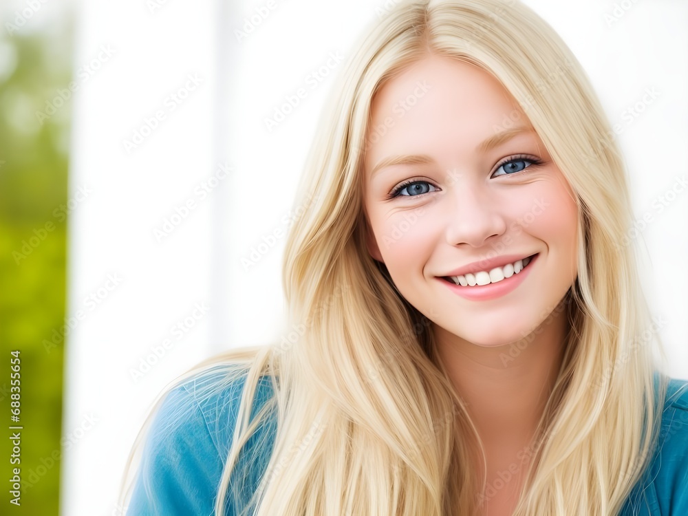 portrait of a woman smiling face blue eyes on white background portrait of a woman smiling face blue eyes on white background
