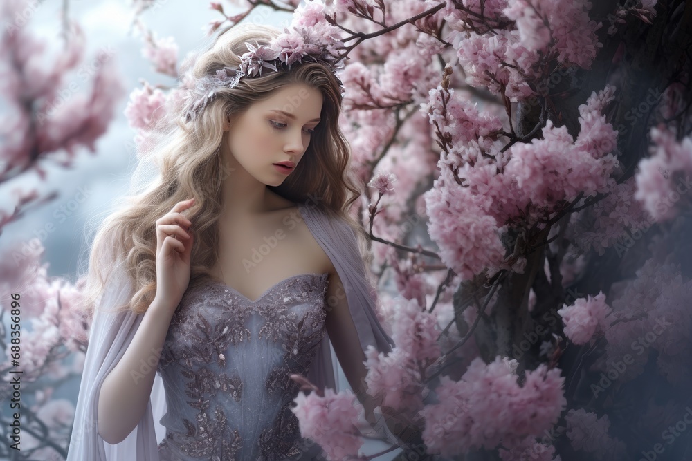 Winter Blossoms: Showcase the fairy dancing amidst delicate frost-covered flowers, emphasizing the magical transformation of the winter blooms. 