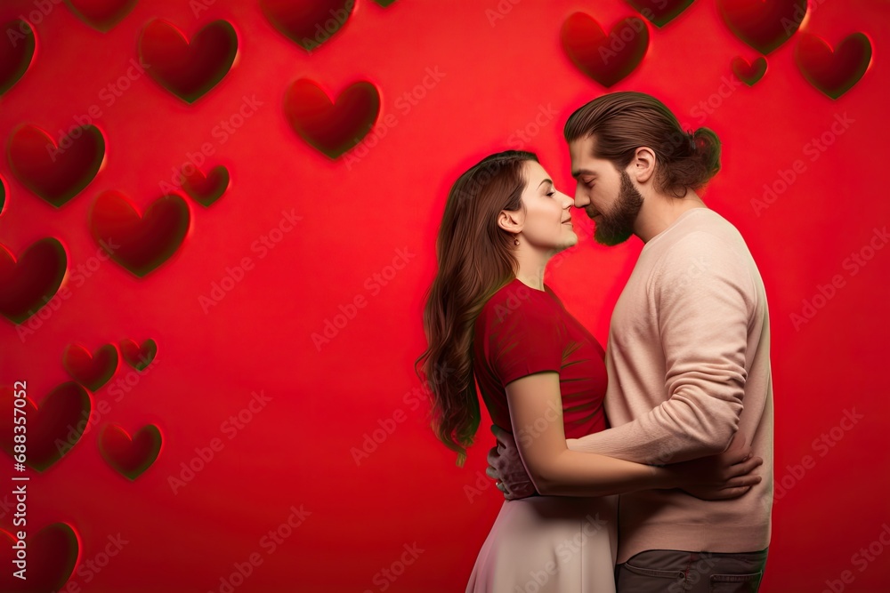 valentine couple kissing on heart background valentine couple kissing on heart background