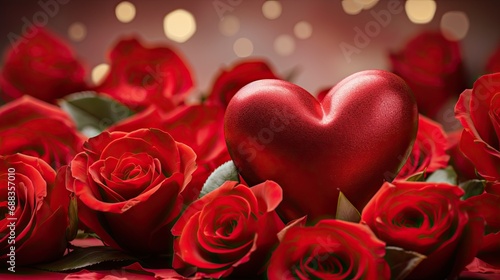 red rose petals and heart  romance background