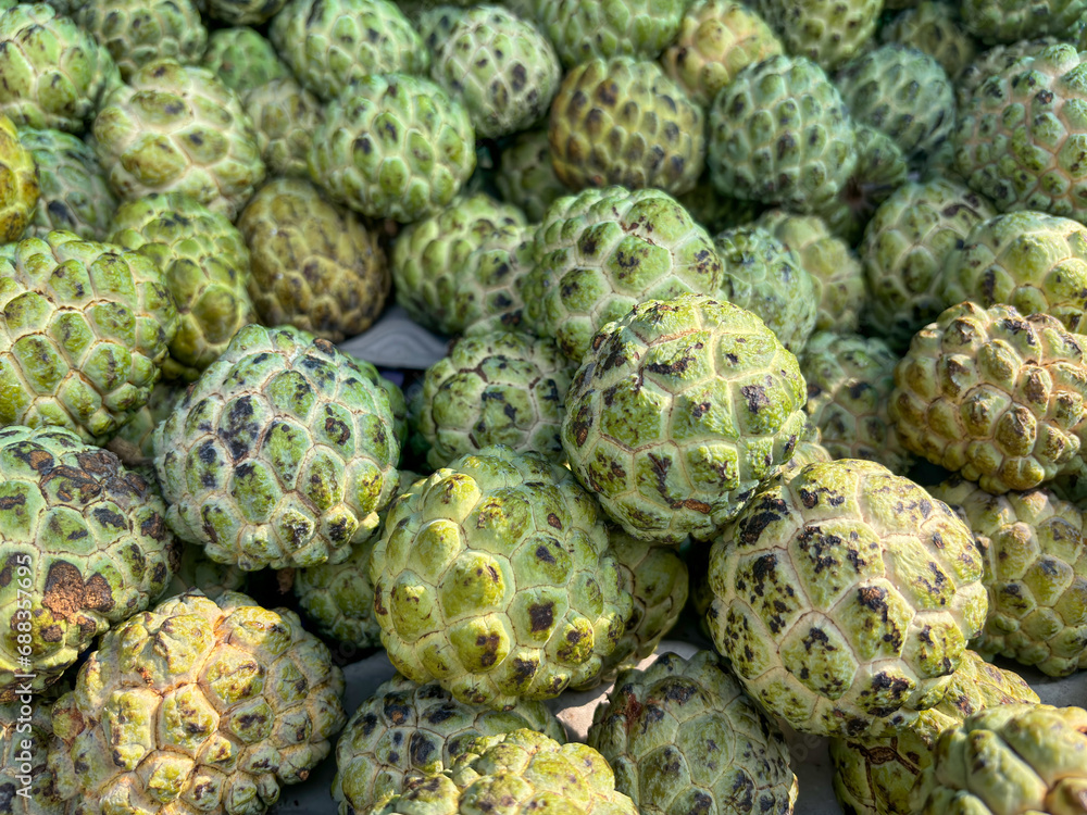 Custard apple in the market. Custard apple in the market.