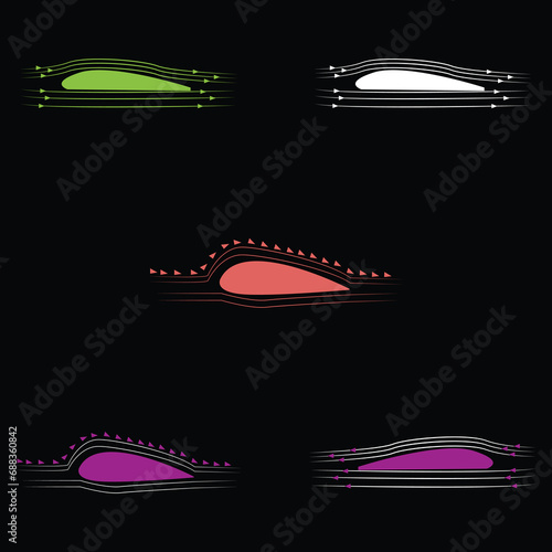 Plane wing shape design lift drag force flaps wind air flow physics angle of attack Newton laws Bernoulli fly drop dynamics crash cross section.