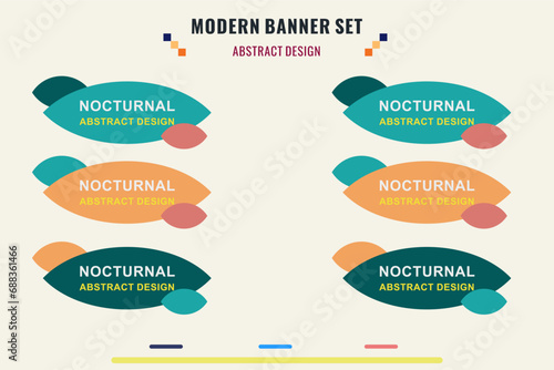 Modern title banner set, with different shapes and colors. Title box template, ready to use for print design and web design.