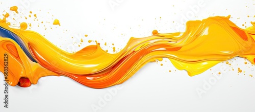 Top view of an isolated oil paint spill on a white background.