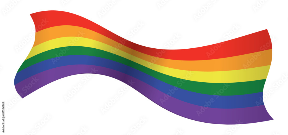 Isolated rainbow flag with waving effect in gradient style, Vector illustration - obrazy, fototapety, plakaty 